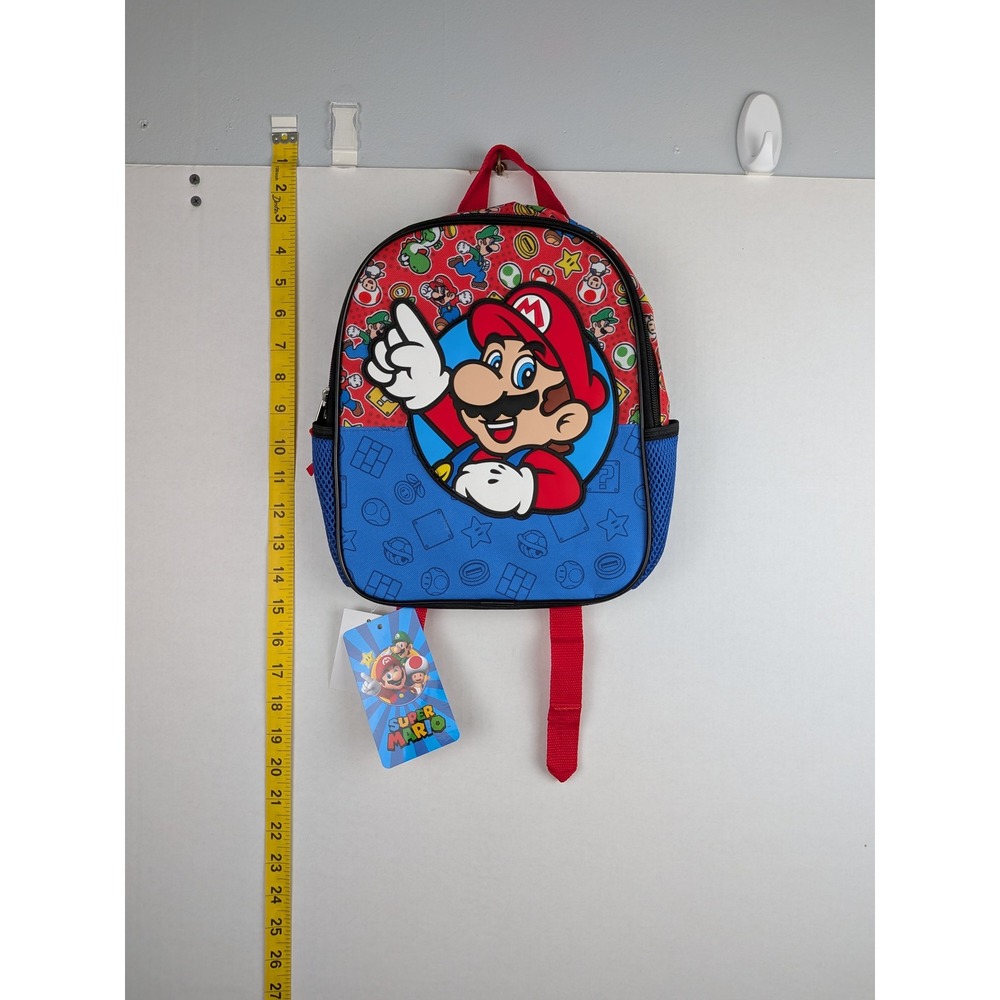 Nintendo Super Mario Kids 11 Inch Small Backpack Blue Red Bioworld NWT